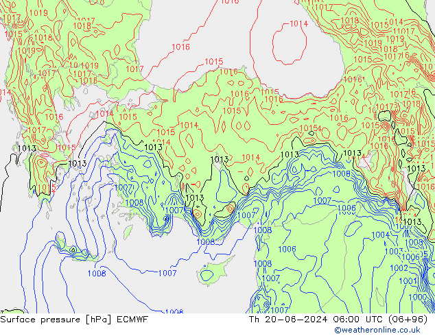 ciśnienie ECMWF czw. 20.06.2024 06 UTC