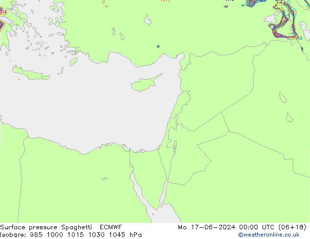 pressão do solo Spaghetti ECMWF Seg 17.06.2024 00 UTC