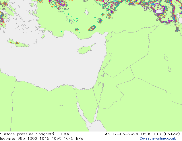 Bodendruck Spaghetti ECMWF Mo 17.06.2024 18 UTC