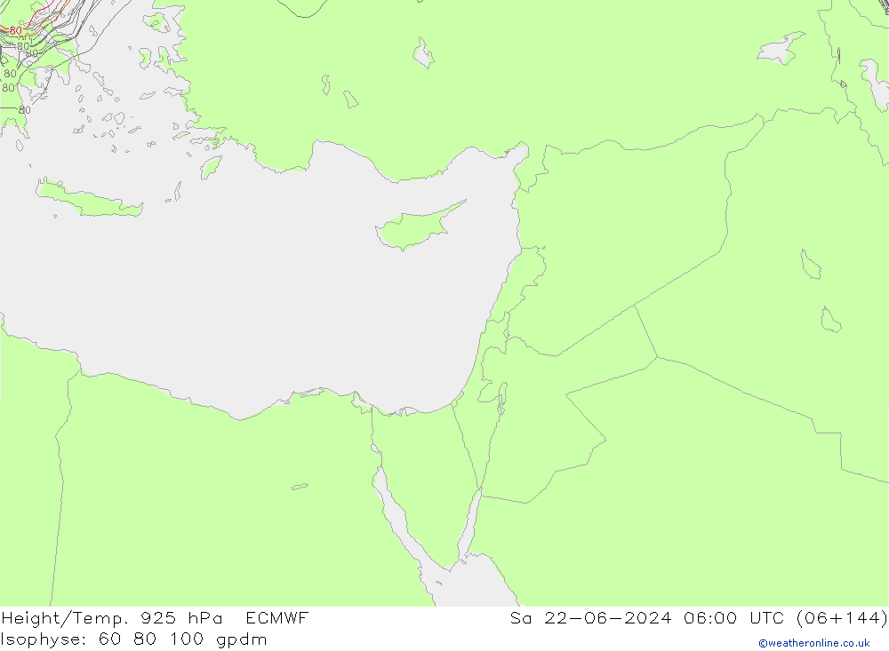 Hoogte/Temp. 925 hPa ECMWF za 22.06.2024 06 UTC