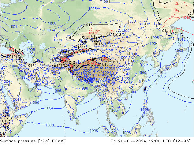 ciśnienie ECMWF czw. 20.06.2024 12 UTC