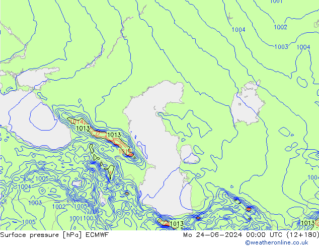 Luchtdruk (Grond) ECMWF ma 24.06.2024 00 UTC