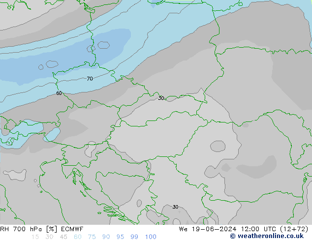 Humedad rel. 700hPa ECMWF mié 19.06.2024 12 UTC