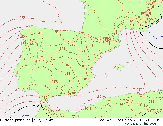 pressão do solo ECMWF Dom 23.06.2024 06 UTC