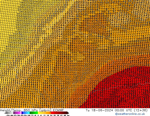 Height/Temp. 850 hPa ECMWF Di 18.06.2024 00 UTC