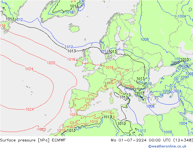 Surface pressure ECMWF Mo 01.07.2024 00 UTC