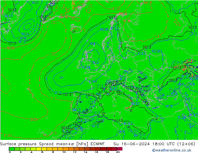 Bodendruck Spread ECMWF So 16.06.2024 18 UTC