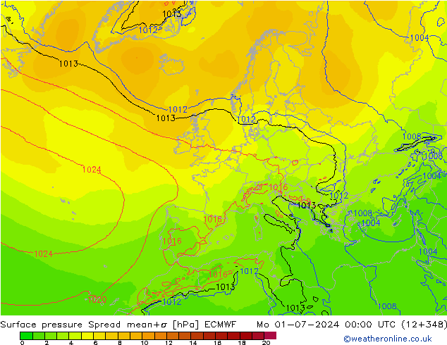 Bodendruck Spread ECMWF Mo 01.07.2024 00 UTC