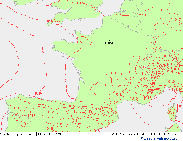 приземное давление ECMWF Вс 30.06.2024 00 UTC