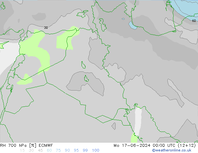 Humidité rel. 700 hPa ECMWF lun 17.06.2024 00 UTC