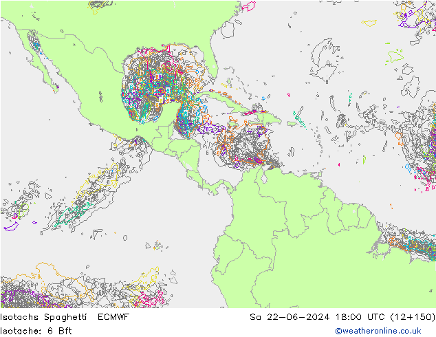 Isotachs Spaghetti ECMWF So 22.06.2024 18 UTC