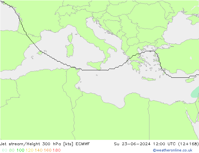 Straalstroom ECMWF zo 23.06.2024 12 UTC