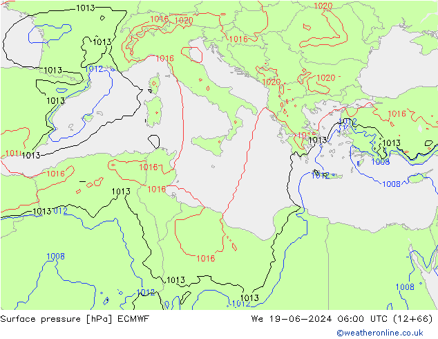 pression de l'air ECMWF mer 19.06.2024 06 UTC