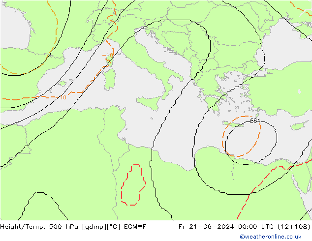 Height/Temp. 500 hPa ECMWF  21.06.2024 00 UTC