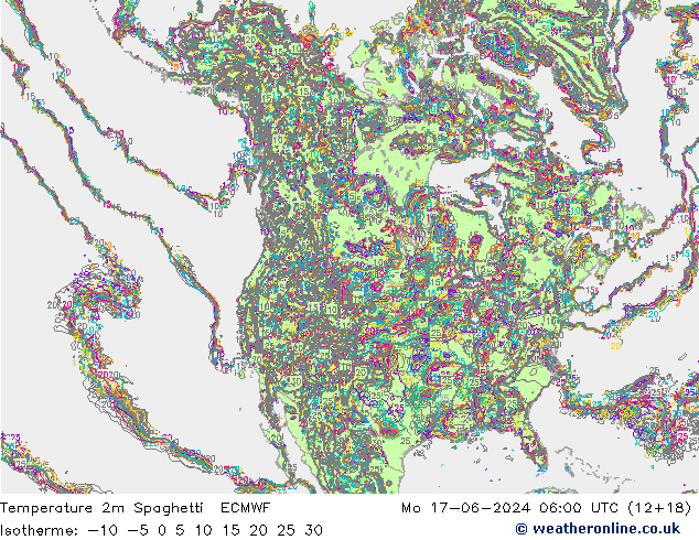 Sıcaklık Haritası 2m Spaghetti ECMWF Pzt 17.06.2024 06 UTC