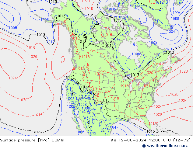 ciśnienie ECMWF śro. 19.06.2024 12 UTC