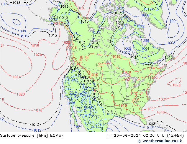 Atmosférický tlak ECMWF Čt 20.06.2024 00 UTC