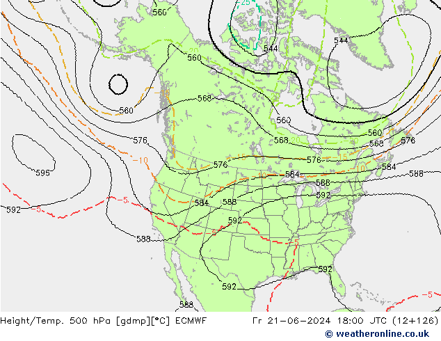 Yükseklik/Sıc. 500 hPa ECMWF Cu 21.06.2024 18 UTC
