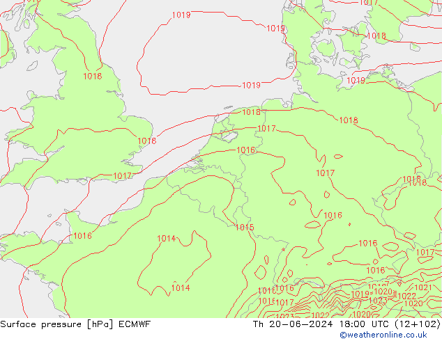 pressão do solo ECMWF Qui 20.06.2024 18 UTC