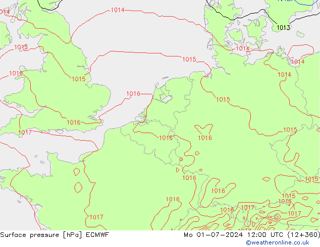Bodendruck ECMWF Mo 01.07.2024 12 UTC