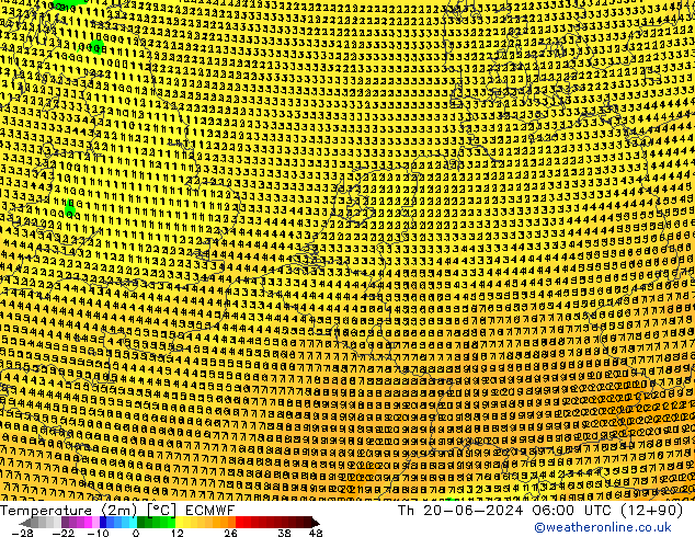 Temperaturkarte (2m) ECMWF Do 20.06.2024 06 UTC