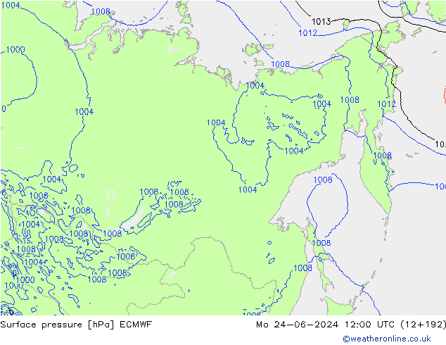 ciśnienie ECMWF pon. 24.06.2024 12 UTC