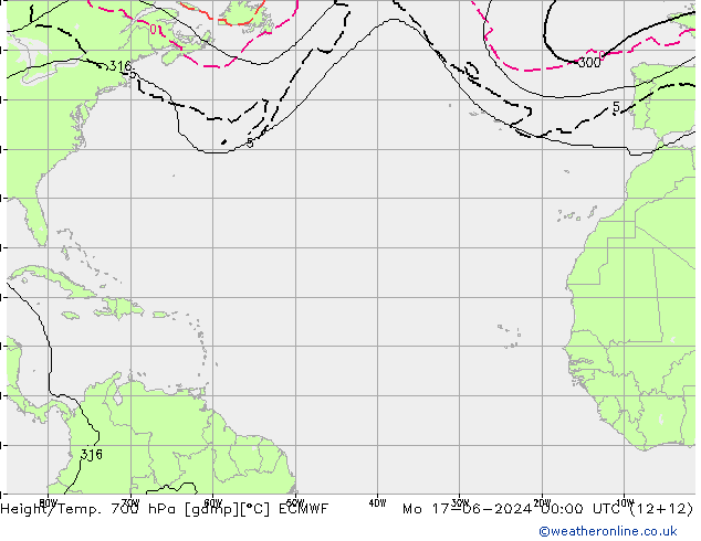 Height/Temp. 700 hPa ECMWF Mo 17.06.2024 00 UTC