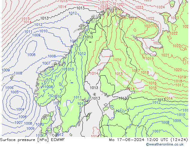 Atmosférický tlak ECMWF Po 17.06.2024 12 UTC