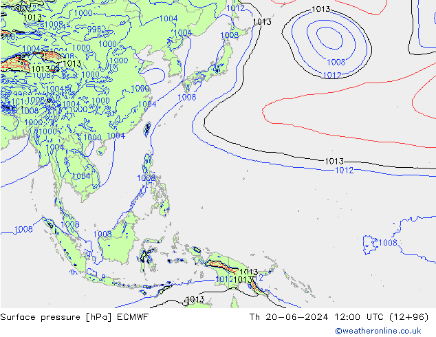 приземное давление ECMWF чт 20.06.2024 12 UTC