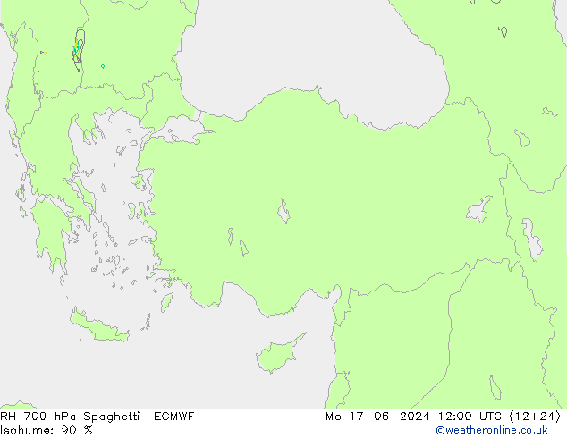 RH 700 hPa Spaghetti ECMWF Mo 17.06.2024 12 UTC