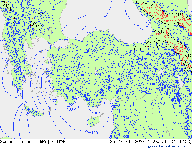 pression de l'air ECMWF sam 22.06.2024 18 UTC