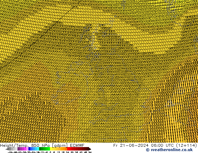 Height/Temp. 850 hPa ECMWF Fr 21.06.2024 06 UTC