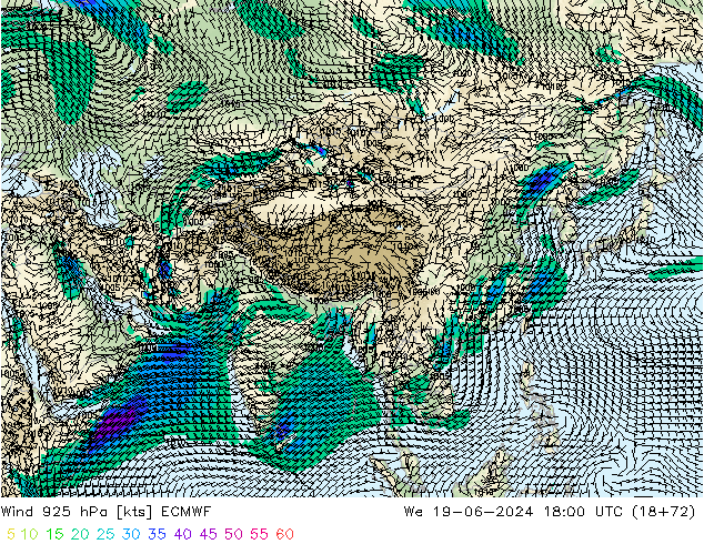 Wind 925 hPa ECMWF We 19.06.2024 18 UTC