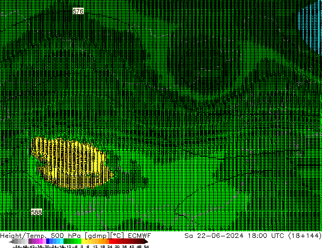 Yükseklik/Sıc. 500 hPa ECMWF Cts 22.06.2024 18 UTC