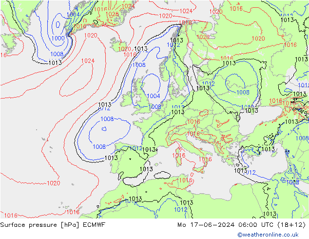 Bodendruck ECMWF Mo 17.06.2024 06 UTC