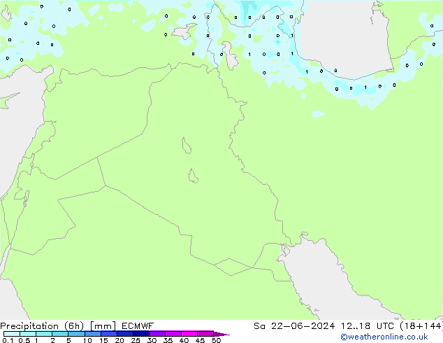 Precipitação (6h) ECMWF Sáb 22.06.2024 18 UTC