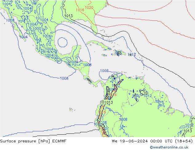 приземное давление ECMWF ср 19.06.2024 00 UTC