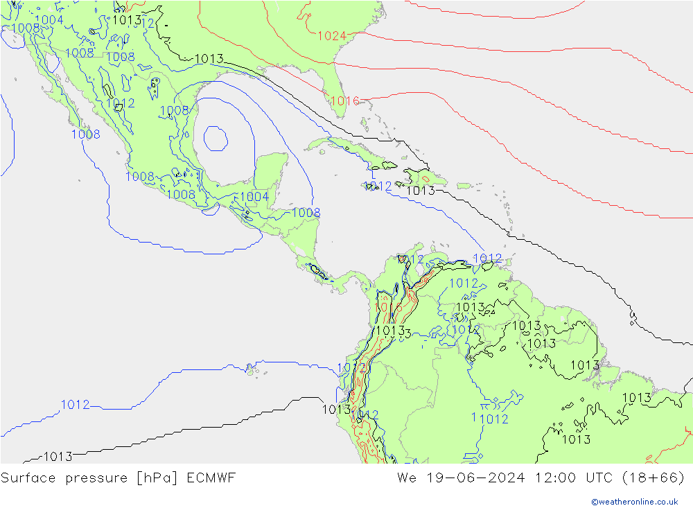 pression de l'air ECMWF mer 19.06.2024 12 UTC
