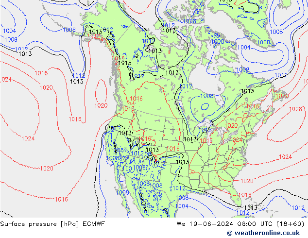 Bodendruck ECMWF Mi 19.06.2024 06 UTC