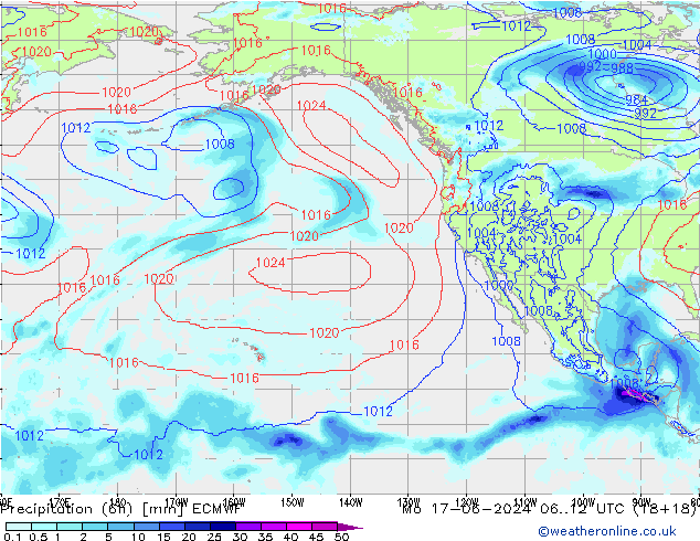 Precipitazione (6h) ECMWF lun 17.06.2024 12 UTC