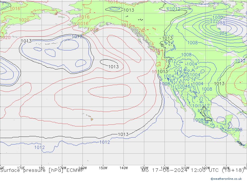 Pressione al suolo ECMWF lun 17.06.2024 12 UTC
