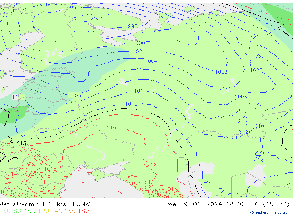 Jet stream/SLP ECMWF St 19.06.2024 18 UTC