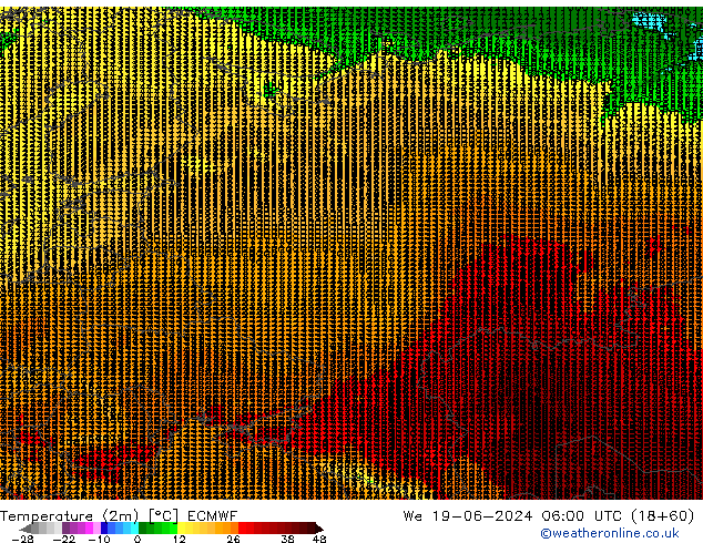 Temperature (2m) ECMWF St 19.06.2024 06 UTC