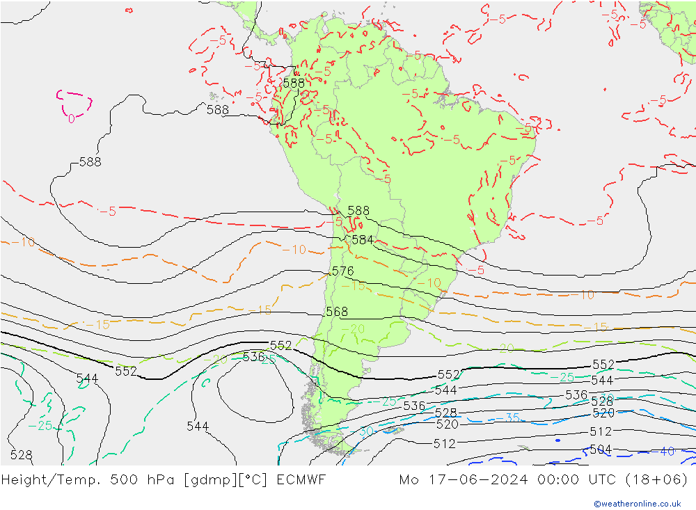 Height/Temp. 500 hPa ECMWF Mo 17.06.2024 00 UTC