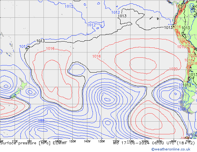 ciśnienie ECMWF pon. 17.06.2024 06 UTC
