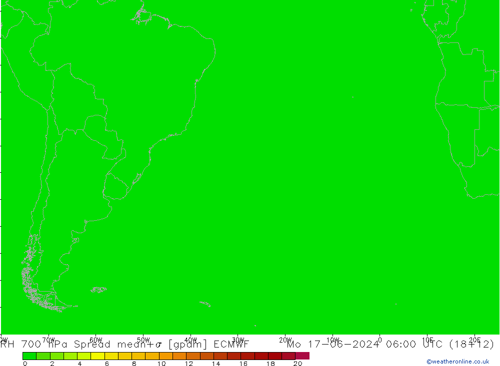 RH 700 hPa Spread ECMWF Mo 17.06.2024 06 UTC