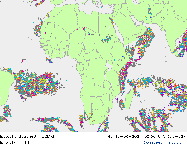 Isotachs Spaghetti ECMWF Mo 17.06.2024 06 UTC