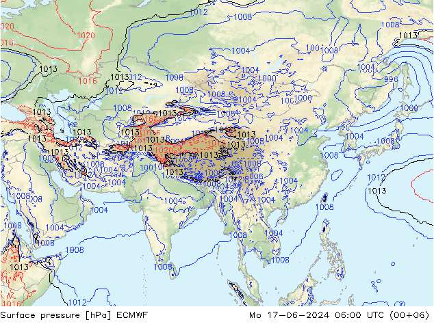 Yer basıncı ECMWF Pzt 17.06.2024 06 UTC