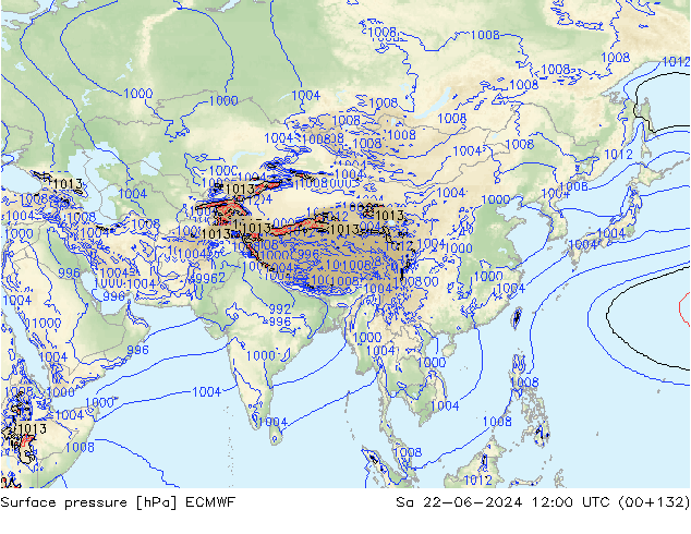 Pressione al suolo ECMWF sab 22.06.2024 12 UTC