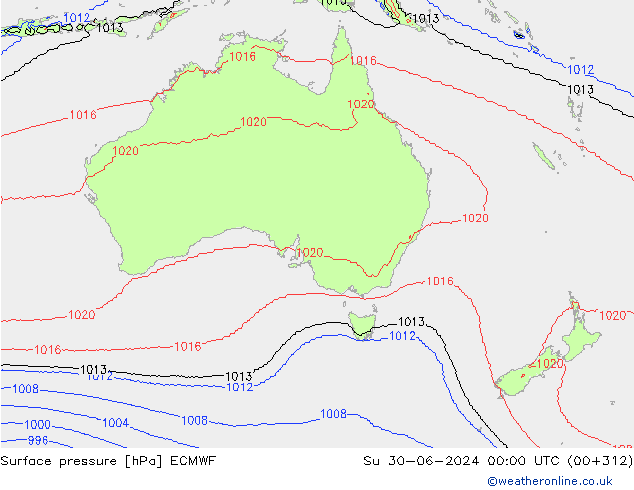 Surface pressure ECMWF Su 30.06.2024 00 UTC